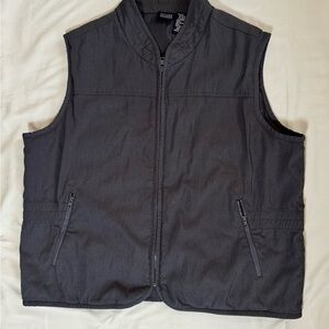 Hillard & Hanson Gray Quilted Vest with Stand-Up Collar